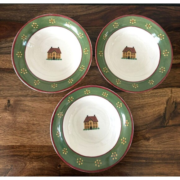 Block Other - 3 Block Brand by Gear COUNTRY VILLAGE 7 ¼” Cereal Soup Salad Bowls Farmhouse EUC